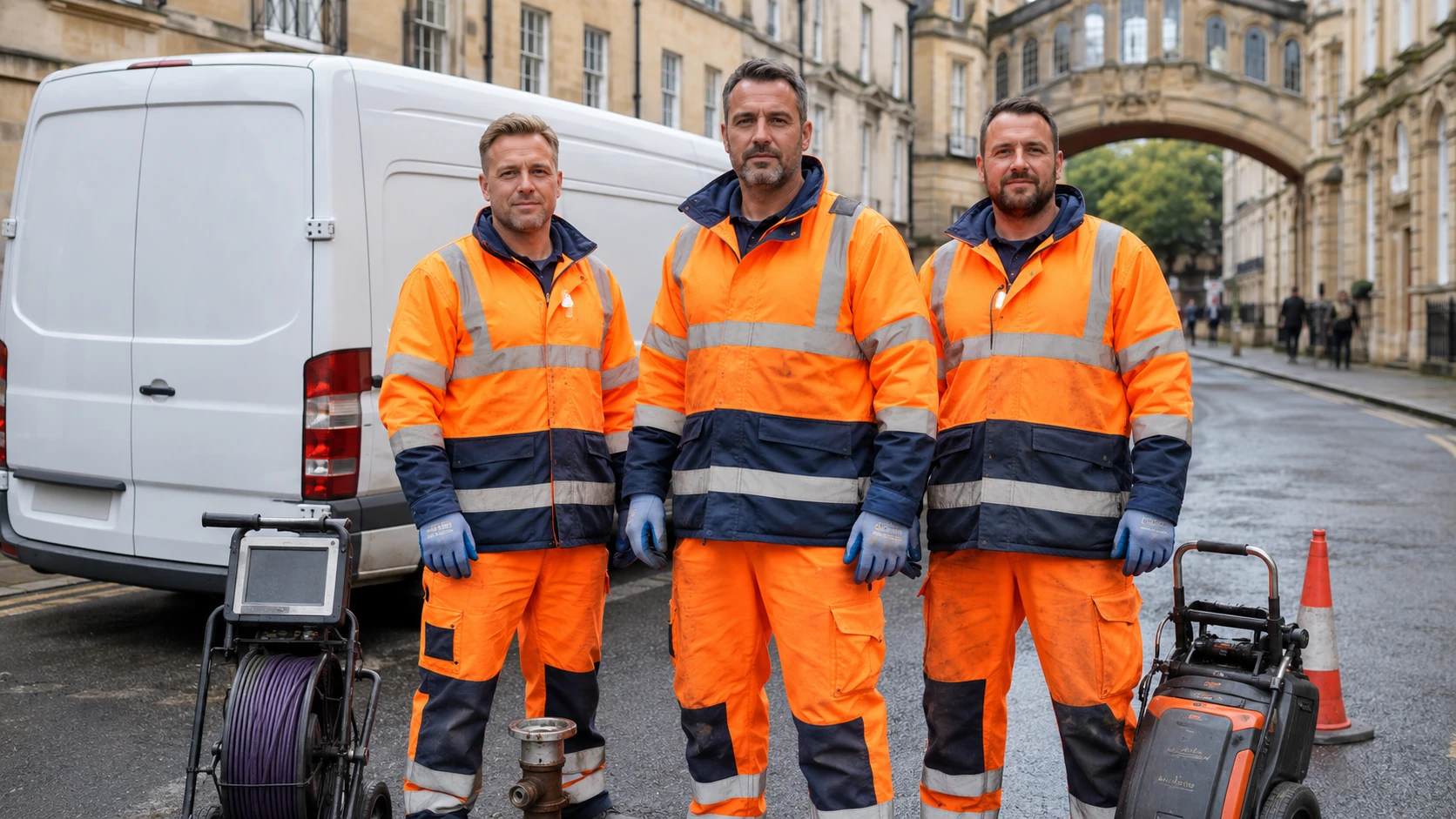 Bath Plumbers drainage engineer team working at a residential property in Bath city centre